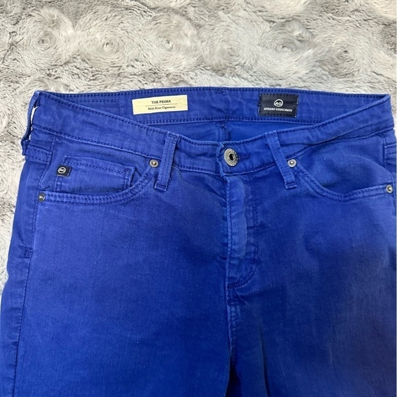 AG Adriano Goldschmied 26R The Prima Mid Rise Cigarette Jeans Cobalt Bright Blue - Picture 3 of 11